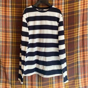 Navy and White striped long sleeve shirt